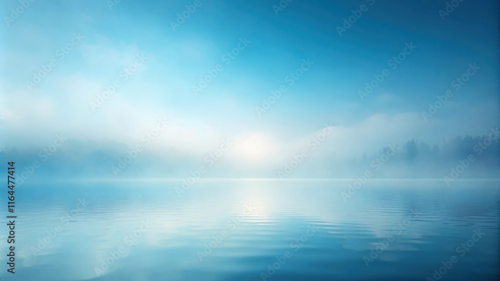 Obraz premium Serene Mist-Shrouded Lake at Dawn A Tranquil Waterscape