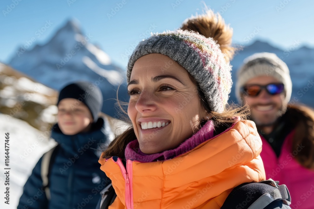 A group of friends smiles brightly while enjoying a winter adventure in the mountains, showcasing camaraderie, excitement, and the beauty of nature in a snowy landscape. A group of friends smiles brightly while enjoying a winter adventure in the mountains, showcasing camaraderie, excitement, and the beauty of nature in a snowy landscape.