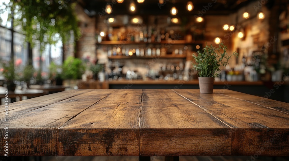 Rustic wooden table in a cozy cafe. Rustic wooden table in a cozy cafe.