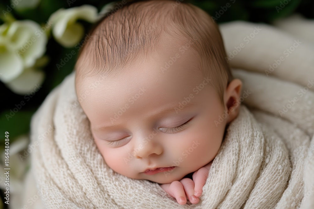 A serene baby resting peacefully while bundled in a soft blanket against a backdrop of natural elements, capturing the essence of tranquility and sweet innocence. A serene baby resting peacefully while bundled in a soft blanket against a backdrop of natural elements, capturing the essence of tranquility and sweet innocence.