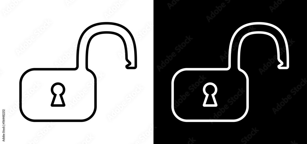 Black, white lock set outline design. Padlock icon to use for design projects for IT, password protection, cyberspace, internet security, privacy, webdesign. Black, white lock set outline design. Padlock icon to use for design projects for IT, password protection, cyberspace, internet security, privacy, webdesign.