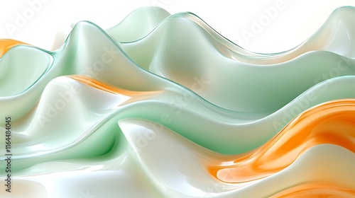Wallpaper Mural Abstract Green Orange Wave Forms Design Torontodigital.ca