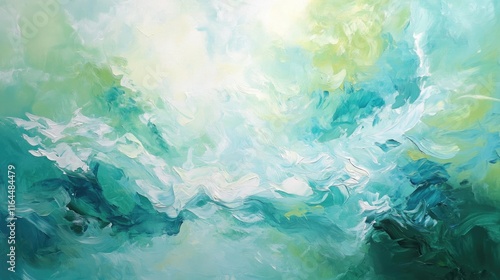 Wallpaper Mural Abstract artwork featuring soft blue and green hues, evoking a sense of tranquility. Torontodigital.ca