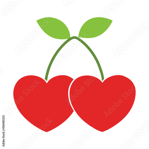 heart shape cherry fruits valintine day vector