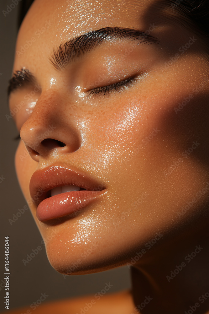 Fototapeta premium Closeup Portrait of a Beautiful Woman Model with Healthy, Glowing Skin Care