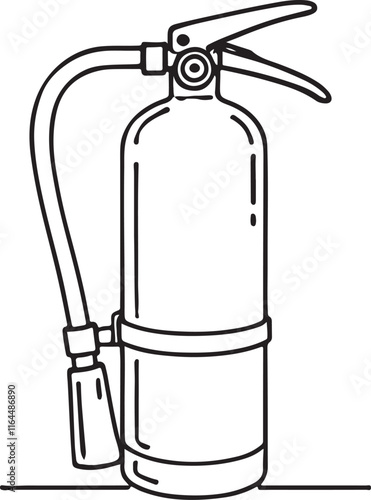 Minimalist Fire Extinguisher Illustration in Simple Line Art