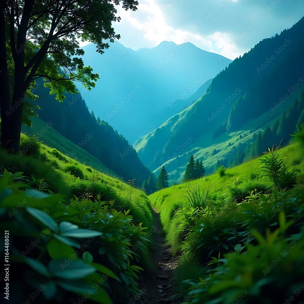 landscape in the mountains with green nature landscape in the mountains with green nature