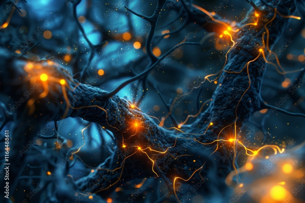 Obraz premium Glowing neural network connections