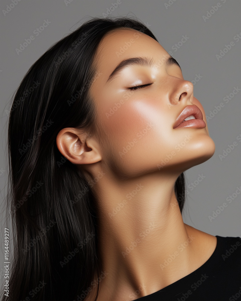 Fototapeta premium Closeup Portrait of a Beautiful Woman Model with Healthy, Glowing Skin Care