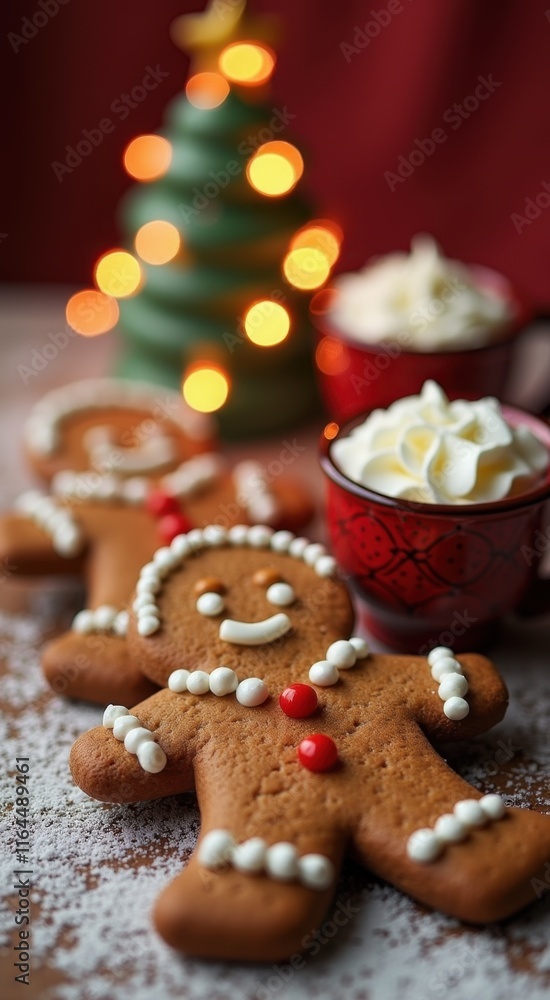 Gingerbreads and a cup of coffee on a table Gingerbreads and a cup of coffee on a table