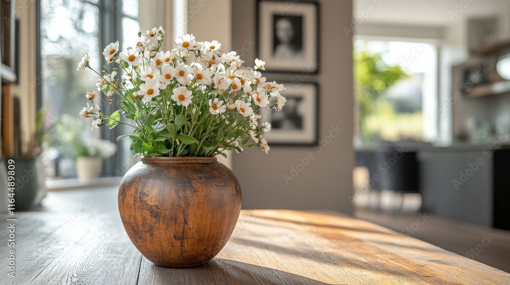 Cozy interior corner with natural light highlighting wooden furniture and plants Cozy interior corner with natural light highlighting wooden furniture and plants