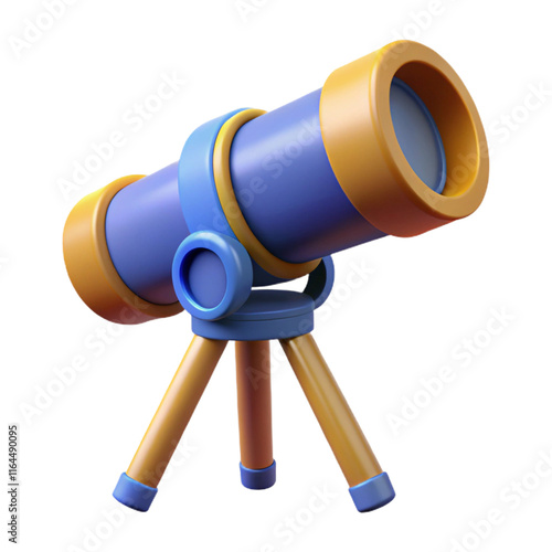 3D Render of a Cartoon-Style Telescope for Kids