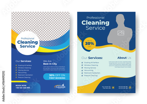 Professional cleaning service print flyer and poster editable template, Home Maid service, cleaning leaflet, pamphlet  suitable for housekeeper business promotional marketing flyer design photo