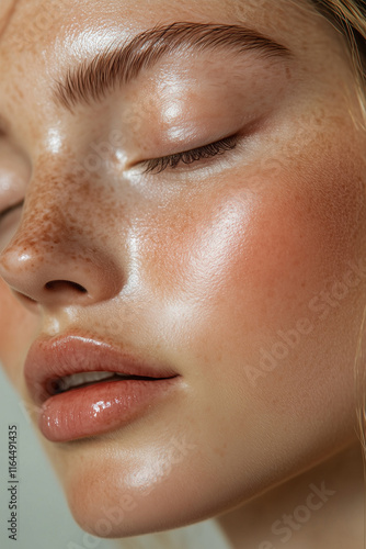 Closeup Portrait of a Beautiful Woman Model with Healthy, Glowing Skin Care