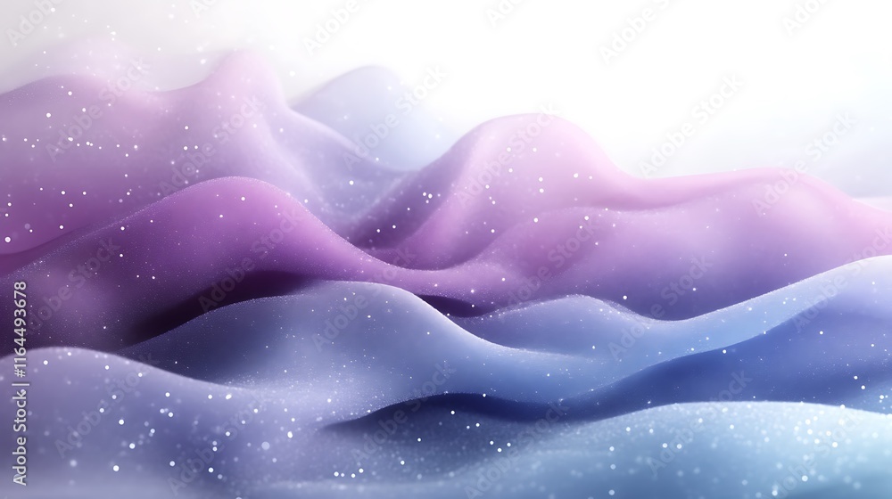 Fototapeta premium Abstract Purple Blue Glittering Wave Landscape