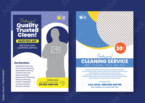 Editable Print flyer for cleaning service agency and housemaid flyer, housekeeper, home maid service flyer or poster,  laundry service flyer or leaflet business marketing advertising design