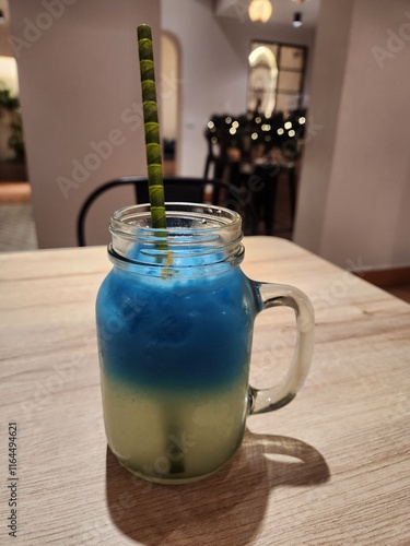 Glass of blue lemonade