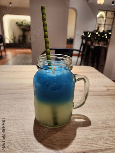 Glass of blue lemonade