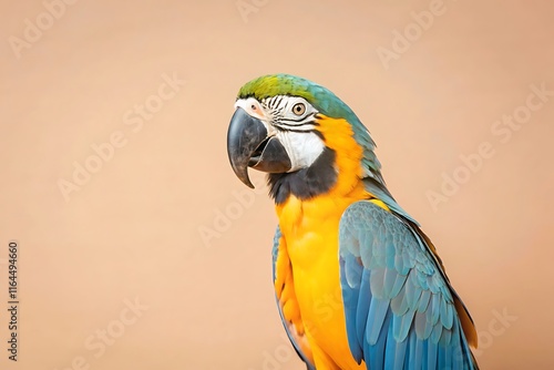 Colorful macaw parrot with vibrant feathers isolated in Studio Background photo