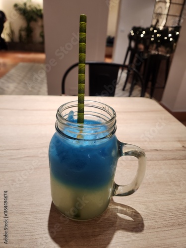 Glass of blue lemonade