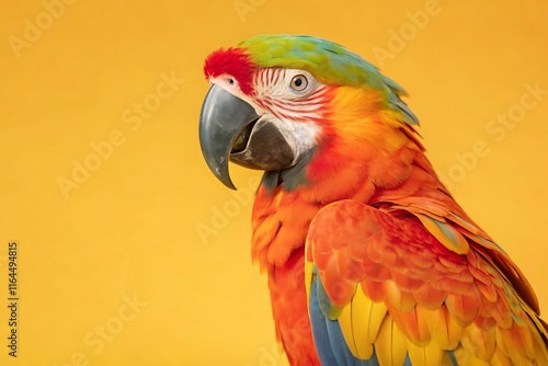 Colorful macaw parrot with vibrant feathers isolated in Studio Background photo