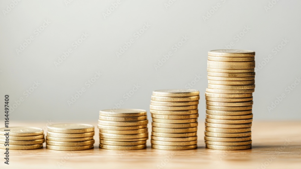 Investing in growth stacked coins representing wealth accumulation minimalist background Investing in growth stacked coins representing wealth accumulation minimalist background