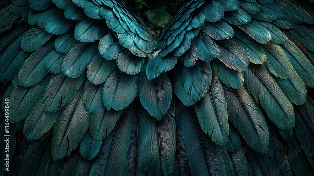 Obraz premium Close-up of vibrant blue-green bird feathers.