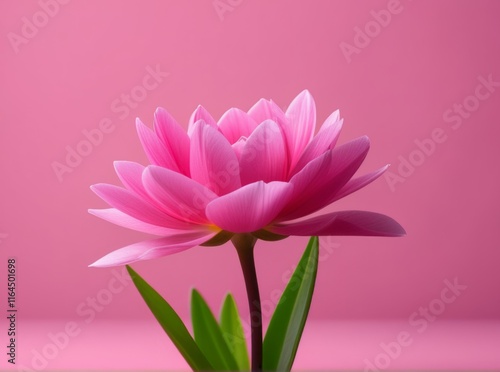 Beautiful pink lotus flower against a soft pink background enhances tranquility and elegance in a serene setting photo