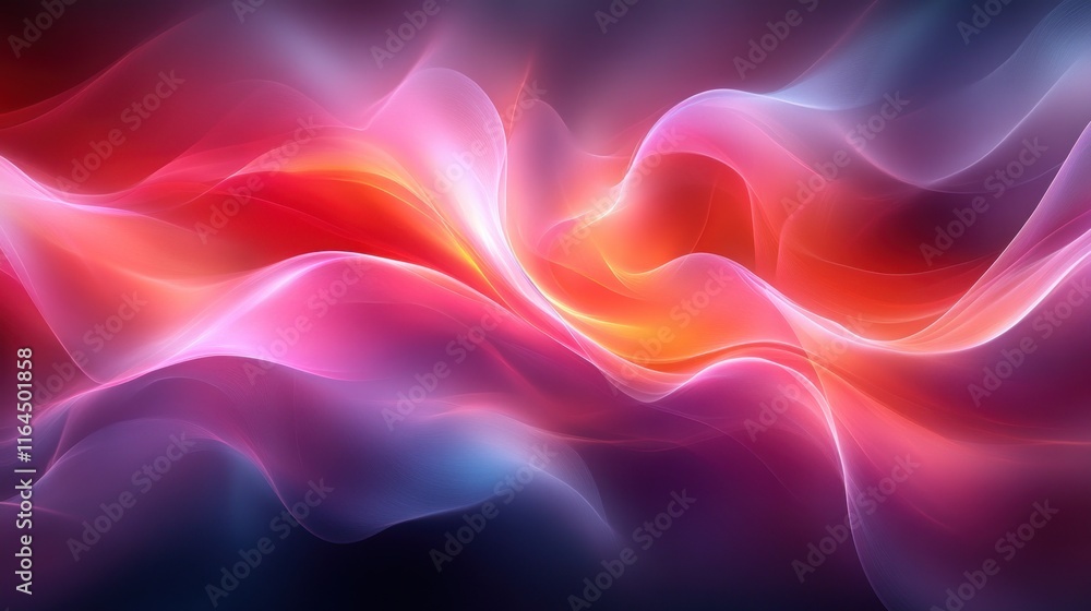 Fototapeta premium Abstract glowing red, pink, and blue wave background.