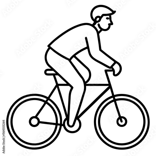 A man riding a cycle icon on White background 