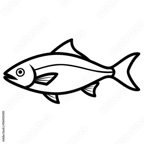 hilsa fish icon line art on White background 