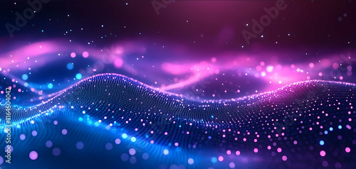 Blue gradient background with light purple technological digital line connections an AI and big data concept banner a futuristic blue gradient wallpaper with dots of l photo