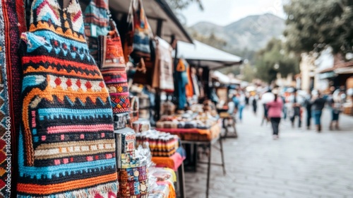 Vibrant Market Stalls in Lively Plaza