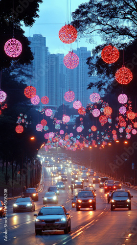 A Festive Street Scene Duri...