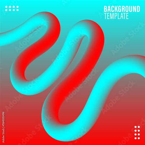 abstract background, 3D red and sky blue Abstract Background Design with Wavy Ribbon Elements and Geometric Patterns