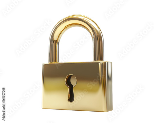 Isolated Gold Padlock Close Up