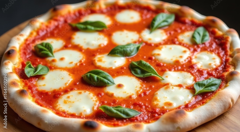 A close up of a pizza with cheese and basil leaves on it A close up of a pizza with cheese and basil leaves on it