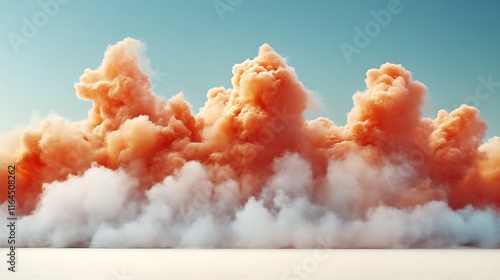 Orange and White Clouds Over a White Plane