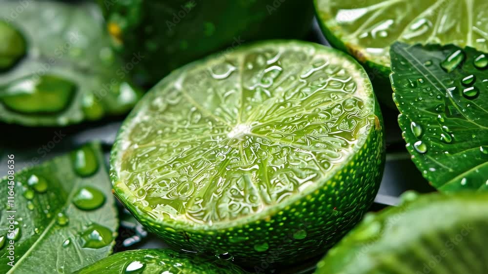 a drop of lime essential oil. Selective focus