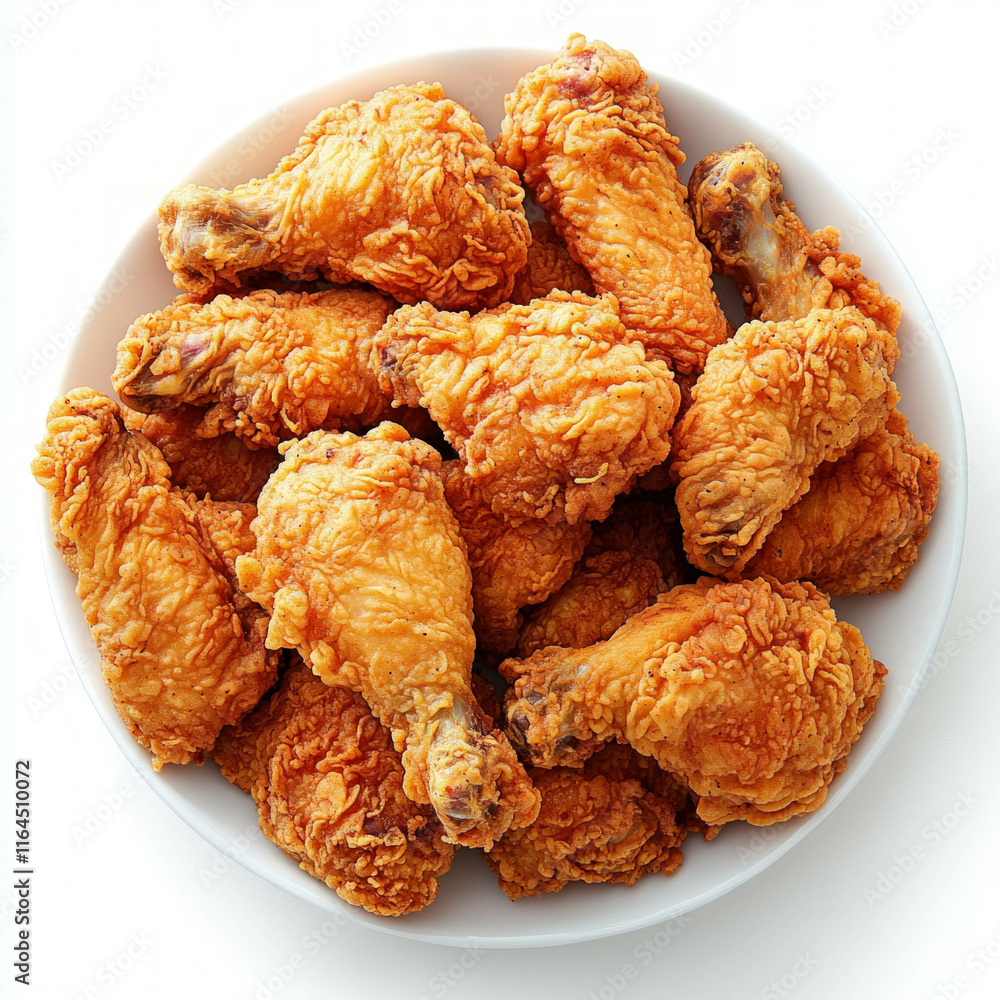 Fried Chicken Plate Isolated Fried Chicken Plate Isolated