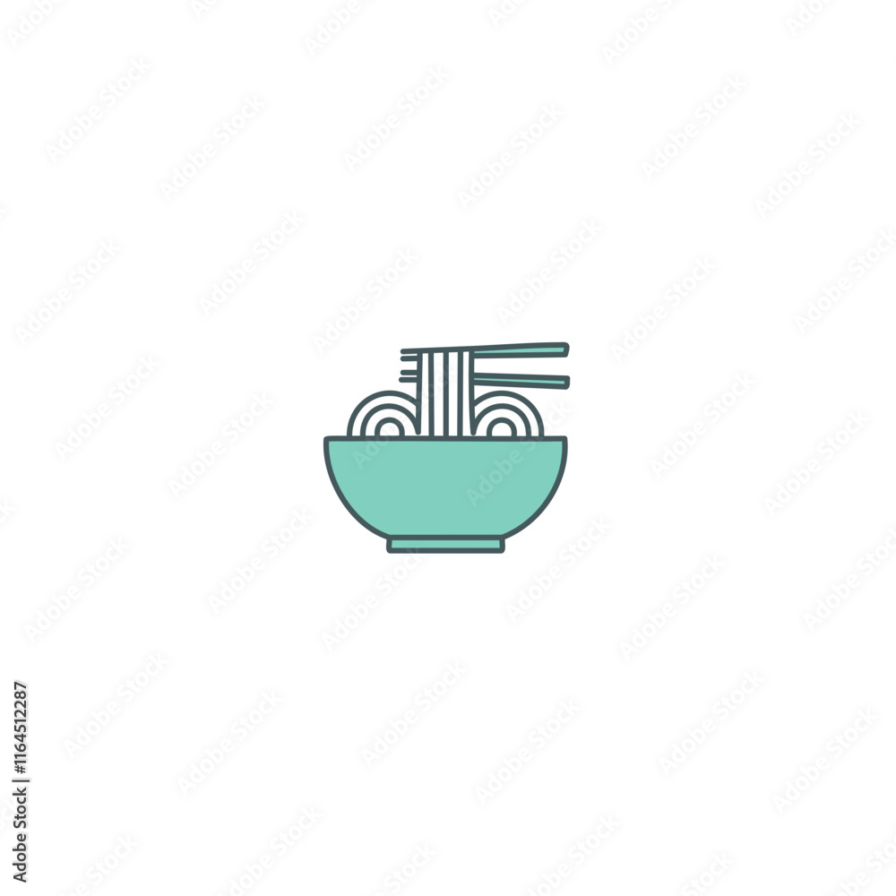 Round isolated logo, with asian noodles, Icon for asian restaurant. , simple minimalistic vector illustration Round isolated logo, with asian noodles, Icon for asian restaurant. , simple minimalistic vector illustration