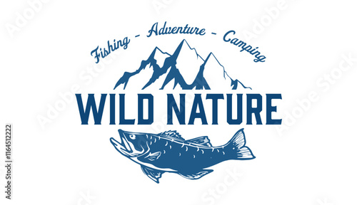Eye-catching and versatile logo design featuring a bass fish and a majestic mountain backdrop, ideal for fishing, outdoor, or nature-focused branding.