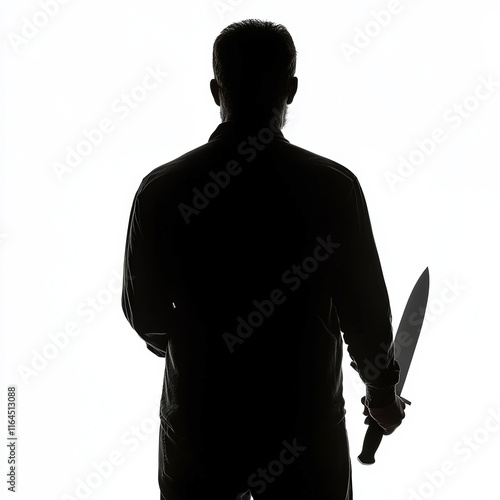 Scary Man Silhouette, Black...