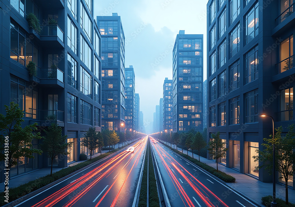Obraz premium smart city buildings wire mesh automated systems using binary code showcase urban tech advancements
