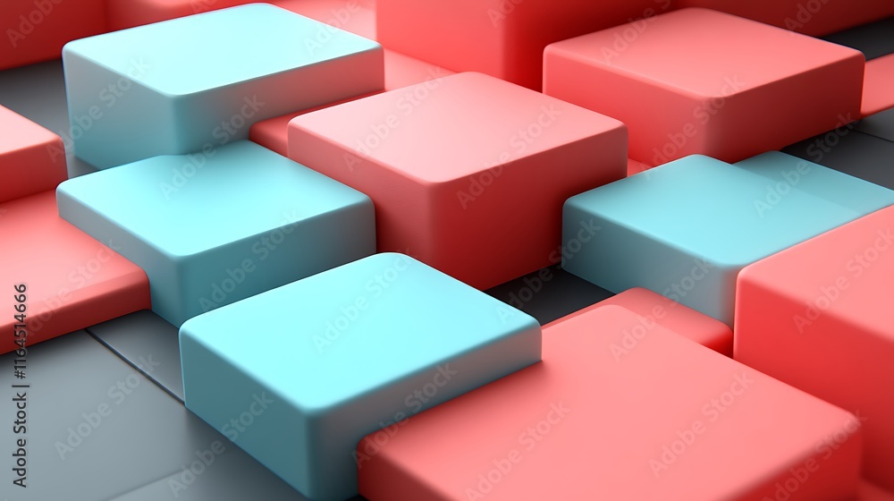 Abstract Pastel Cubes Geometric Composition Abstract Pastel Cubes Geometric Composition