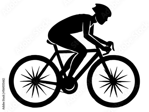 cyclist black silhouette vector, Simple silhouette Design vector icon with white background