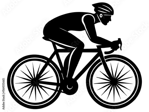 cyclist black silhouette vector, Simple silhouette Design vector icon with white background