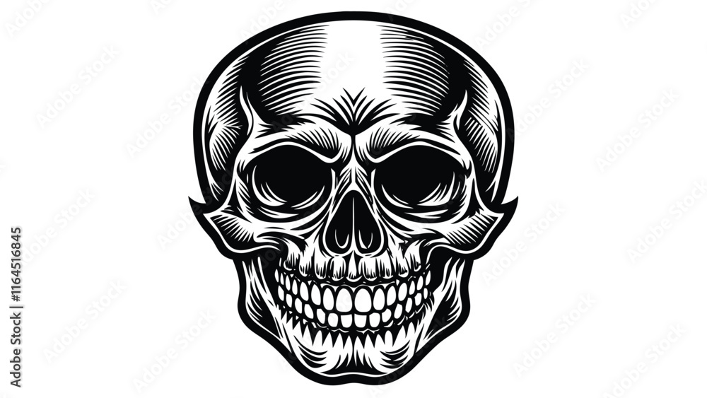 Fototapeta premium Vintage human skull tattoo concept