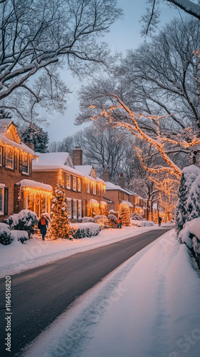 winter evening street in a ...