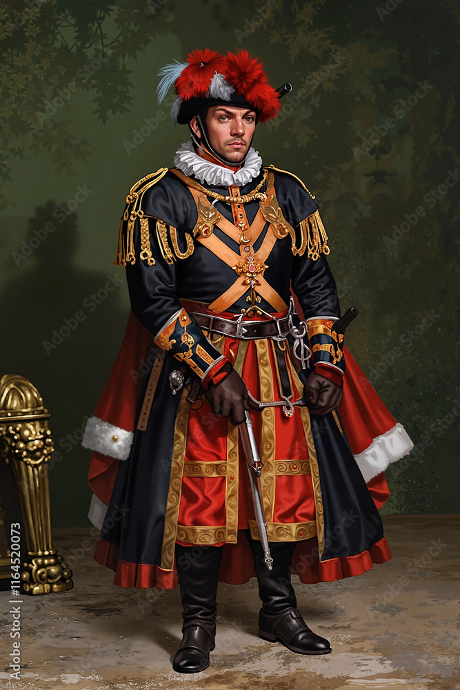 Renaissance Nobleman in Ornate Military Attire Renaissance Nobleman in Ornate Military Attire